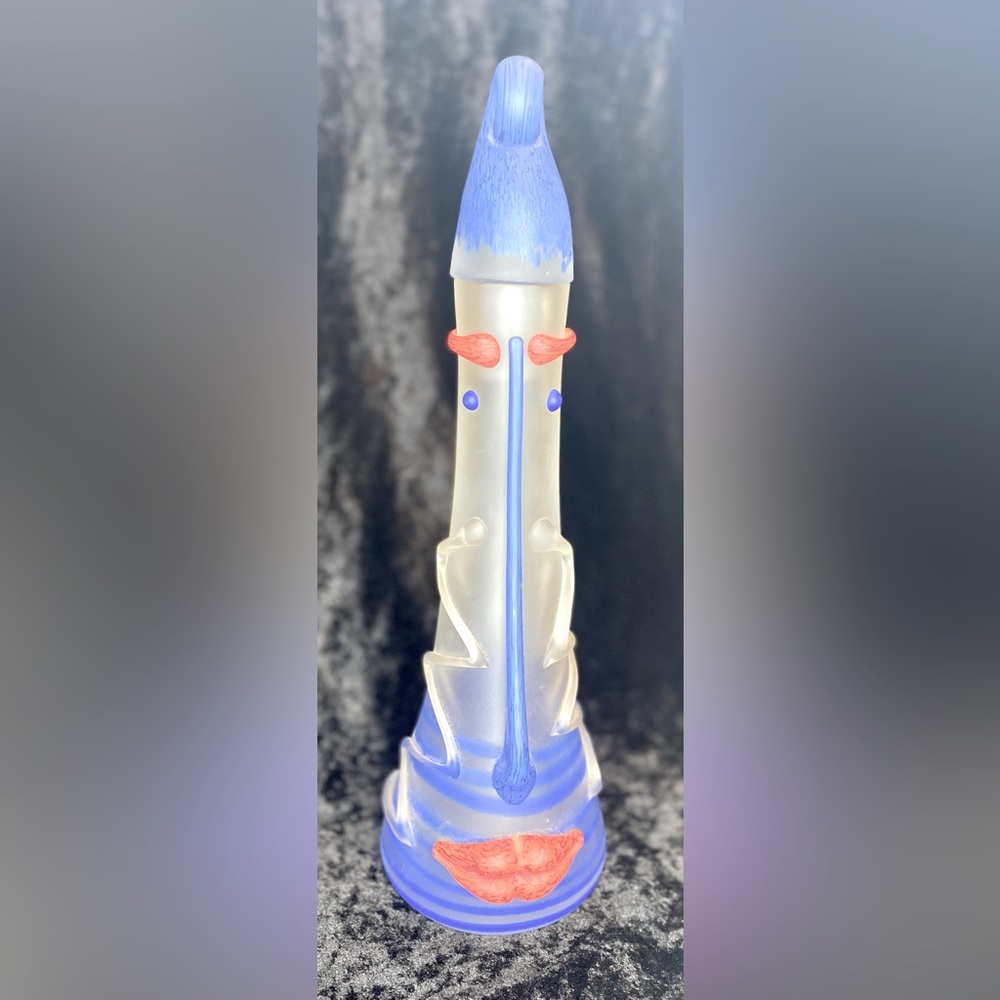 Rare Vintage Borowski Glassworks Face Lips vase Bottle Sculpture  Postmodern 14”